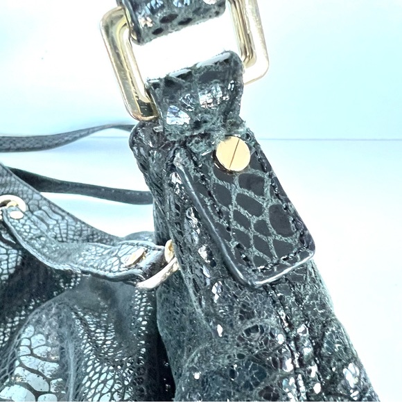 ♦️SOLD♦️MICHAEL KORS Jet Black Snake Python Embossed Patent Leather Shoulder Bag - Picture 12 of 15